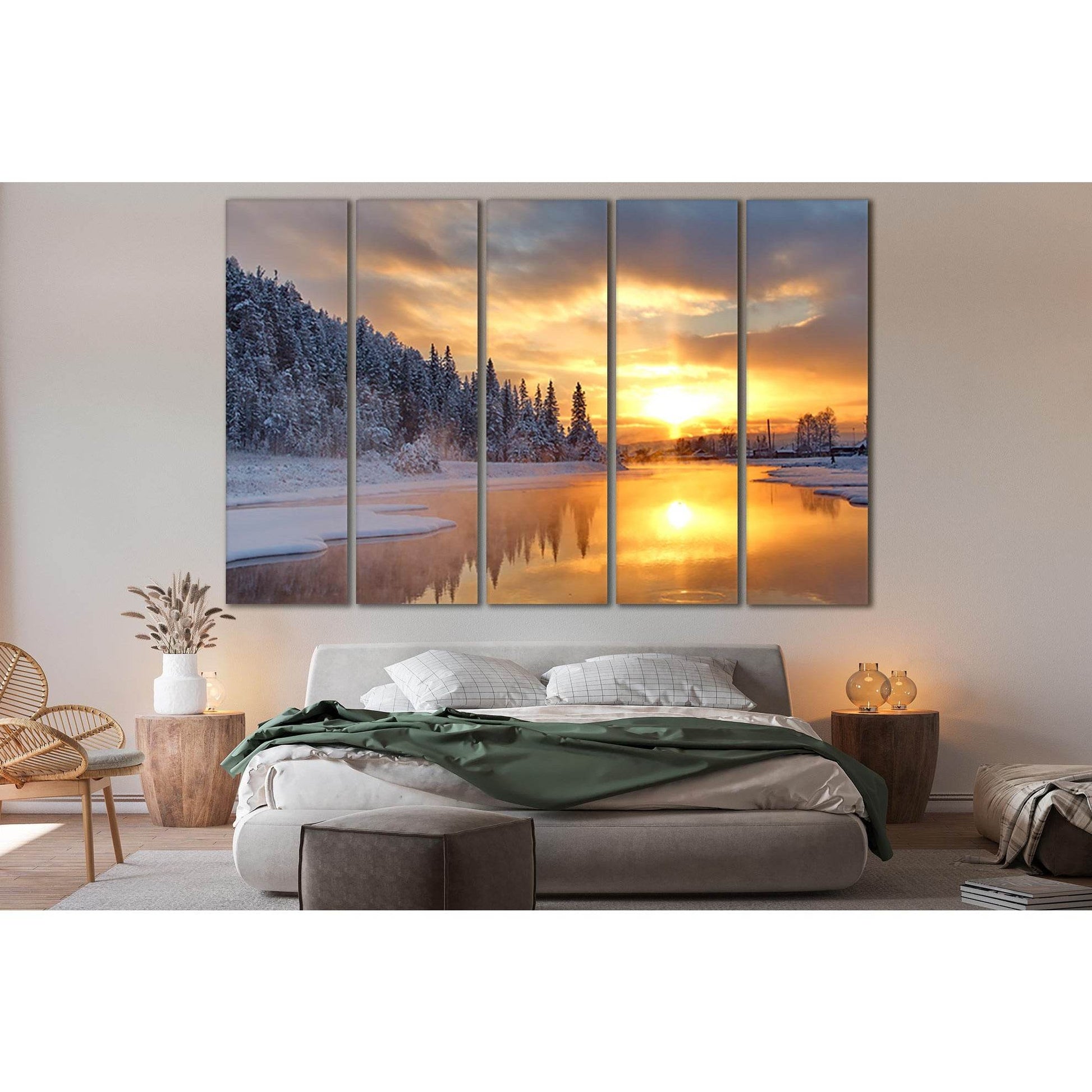 Winter River At Sunset №SL294 Ready to Hang Canvas PrintCanvas art arrives ready to hang, with hanging accessories included and no additional framing required. Every canvas print is hand-crafted, made on-demand at our workshop and expertly stretched aroun