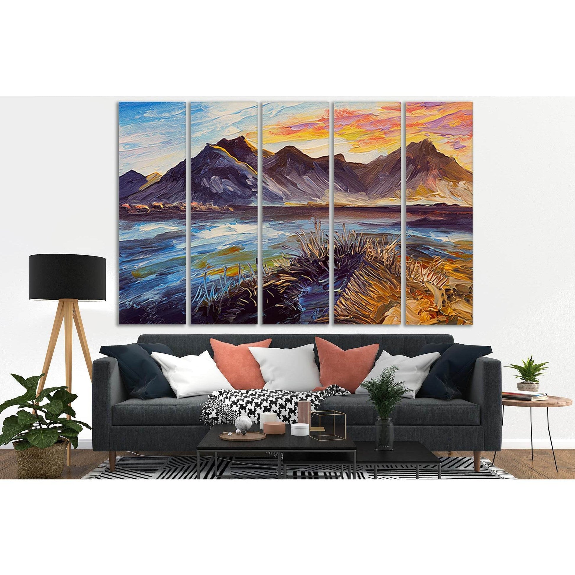 Oil Painting Pink Sunset Sea And Mountains №SL599 Ready to Hang Canvas PrintCanvas art arrives ready to hang, with hanging accessories included and no additional framing required. Every canvas print is hand-crafted, made on-demand at our workshop and expe