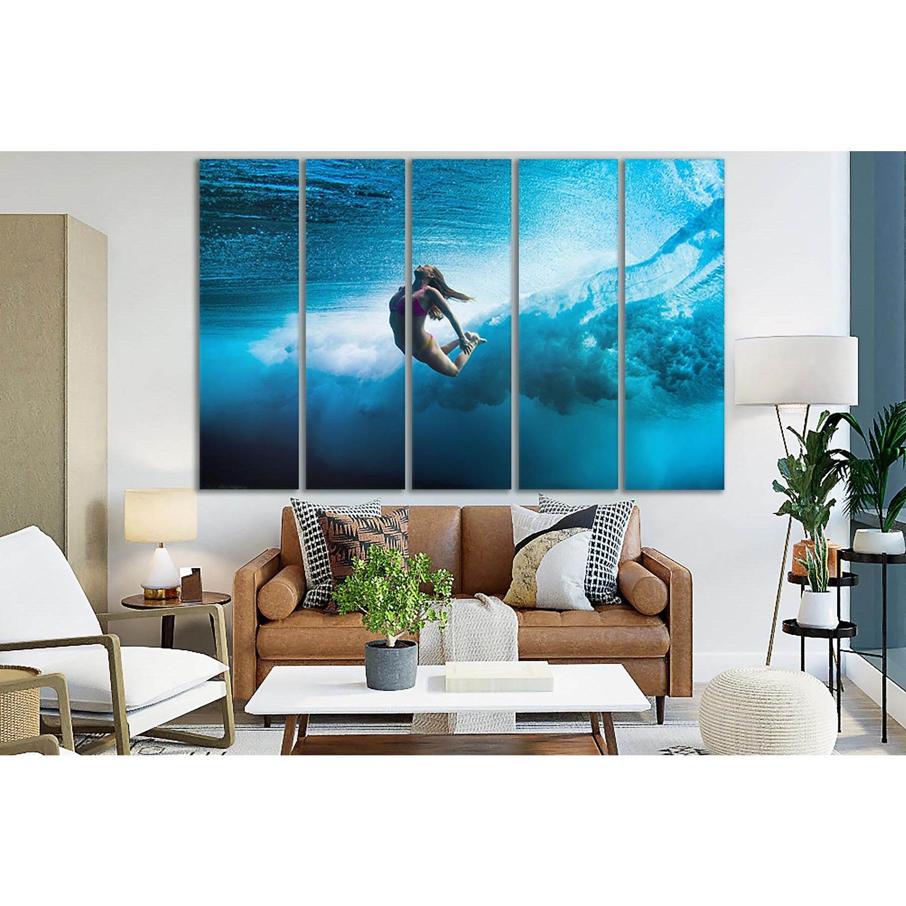 Beautiful Girl Under The Waves №SL946 Ready to Hang Canvas PrintCanvas art arrives ready to hang, with hanging accessories included and no additional framing required. Every canvas print is hand-crafted, made on-demand at our workshop and expertly stretch