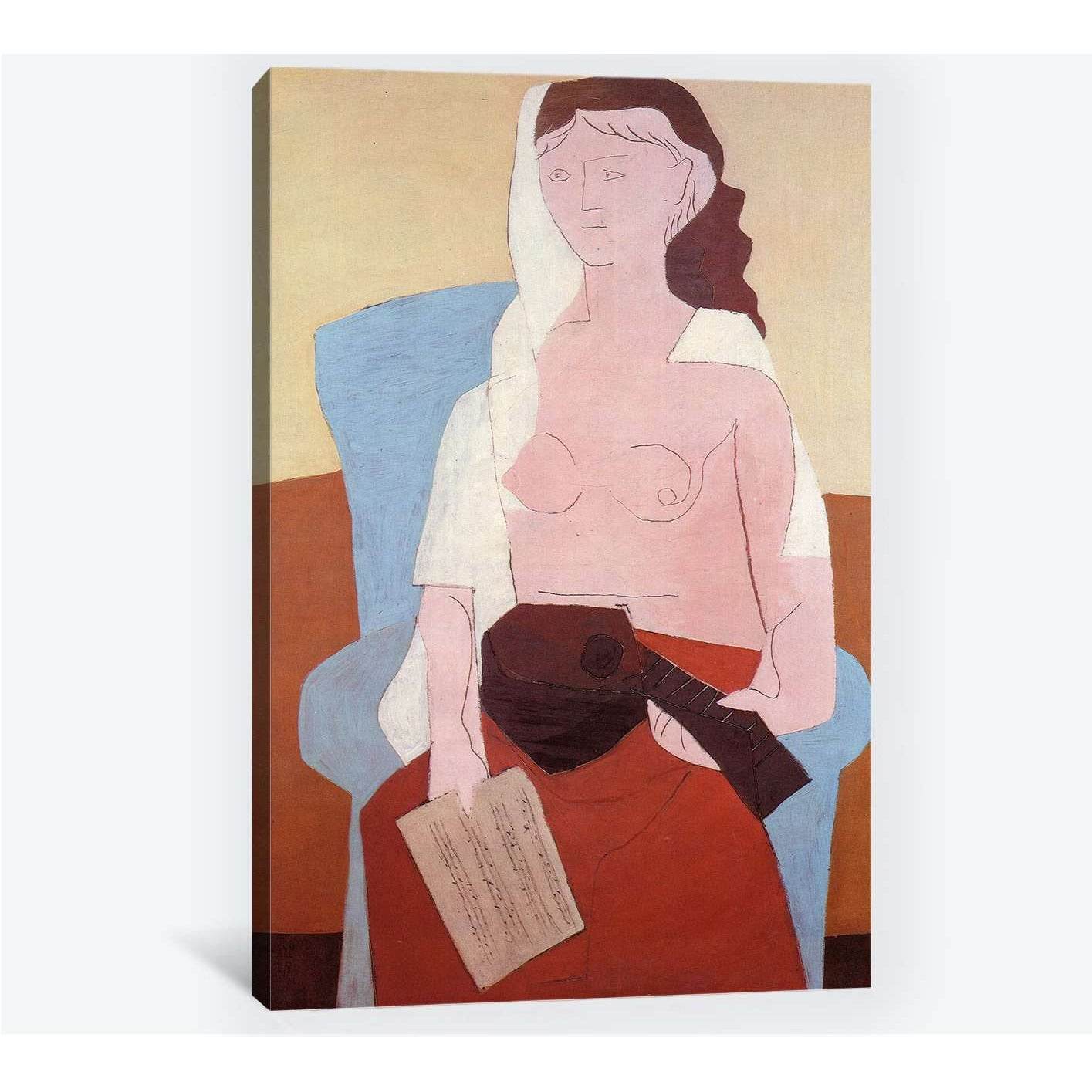 Pablo Picasso, Woman with a mandolin - Canvas printCanvas art arrives ready to hang, with hanging accessories included and no additional framing required. Every canvas print is hand-crafted, made on-demand at our workshop and expertly stretched around 100