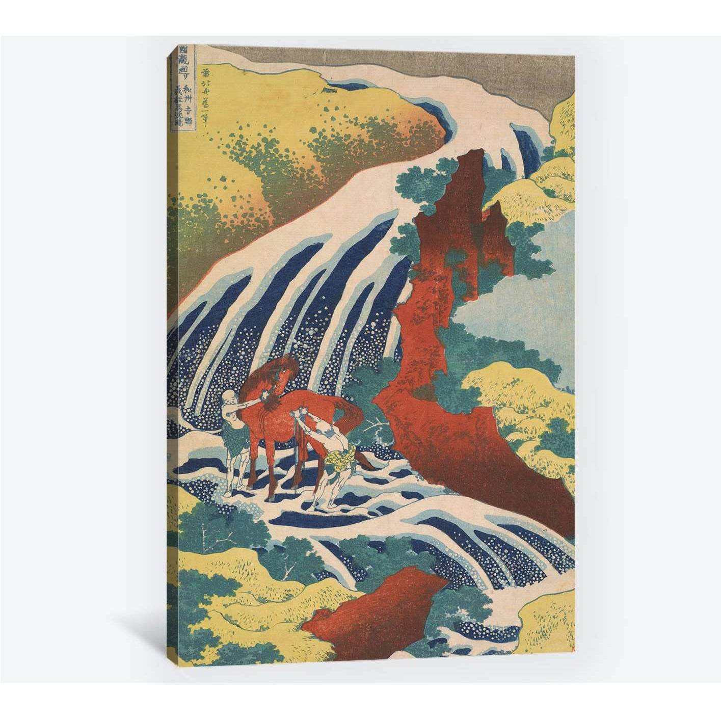 Katsushika Hokusai, Yoshino waterfalls, where Yoshitsune washed his horse - Canvas printCanvas art arrives ready to hang, with hanging accessories included and no additional framing required. Every canvas print is hand-crafted, made on-demand at our works