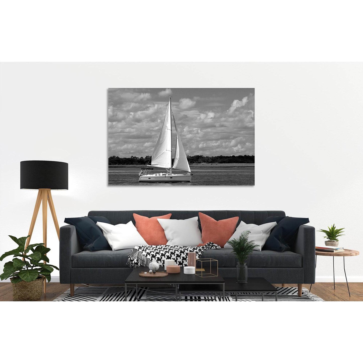 Sailing yacht on the river №D2842 Ready to Hang Canvas PrintCanvas art arrives ready to hang, with hanging accessories included and no additional framing required. Every canvas print is hand-crafted, made on-demand at our workshop and expertly stretched a