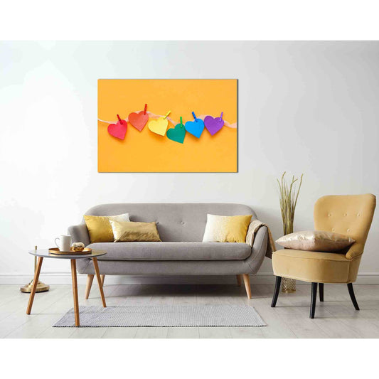 Rainbow color hearts №2109 Ready to Hang Canvas PrintCanvas art arrives ready to hang, with hanging accessories included and no additional framing required. Every canvas print is hand-crafted, made on-demand at our workshop and expertly stretched around 1