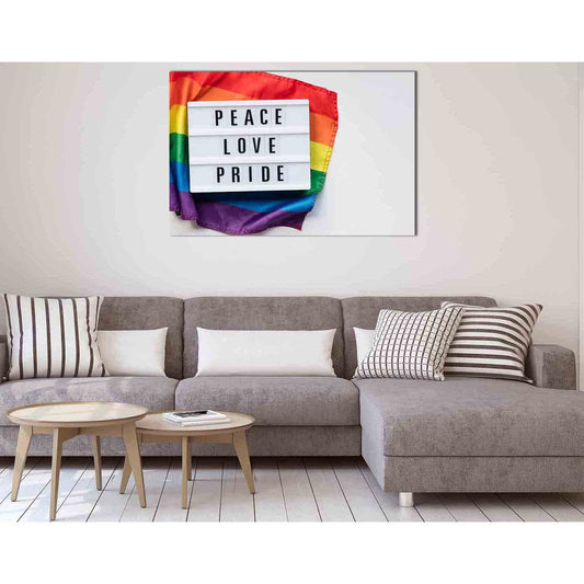 Peace love pride №2111 Ready to Hang Canvas PrintCanvas art arrives ready to hang, with hanging accessories included and no additional framing required. Every canvas print is hand-crafted, made on-demand at our workshop and expertly stretched around 100%