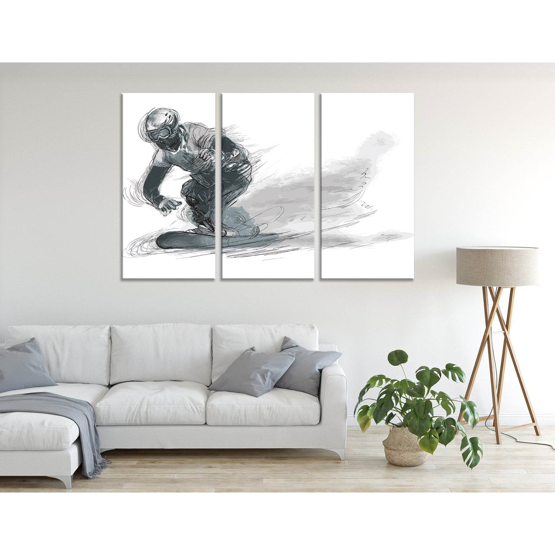 Gray Snowboarder №04436 Ready to Hang Canvas PrintCanvas art arrives ready to hang, with hanging accessories included and no additional framing required. Every canvas print is hand-crafted, made on-demand at our workshop and expertly stretched around 100%