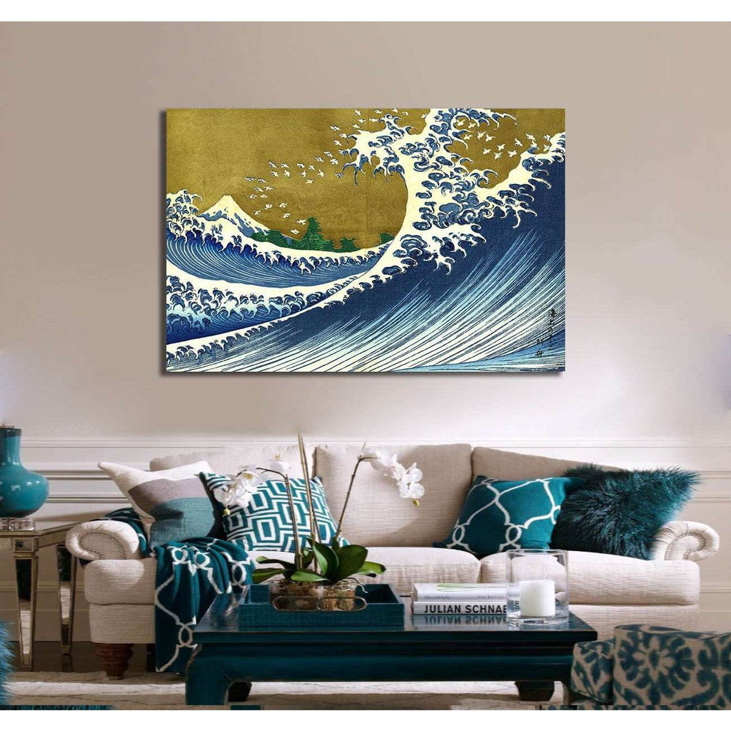 Katsushika Hokusai, A colored version of the big wave - Ready to Hang ...