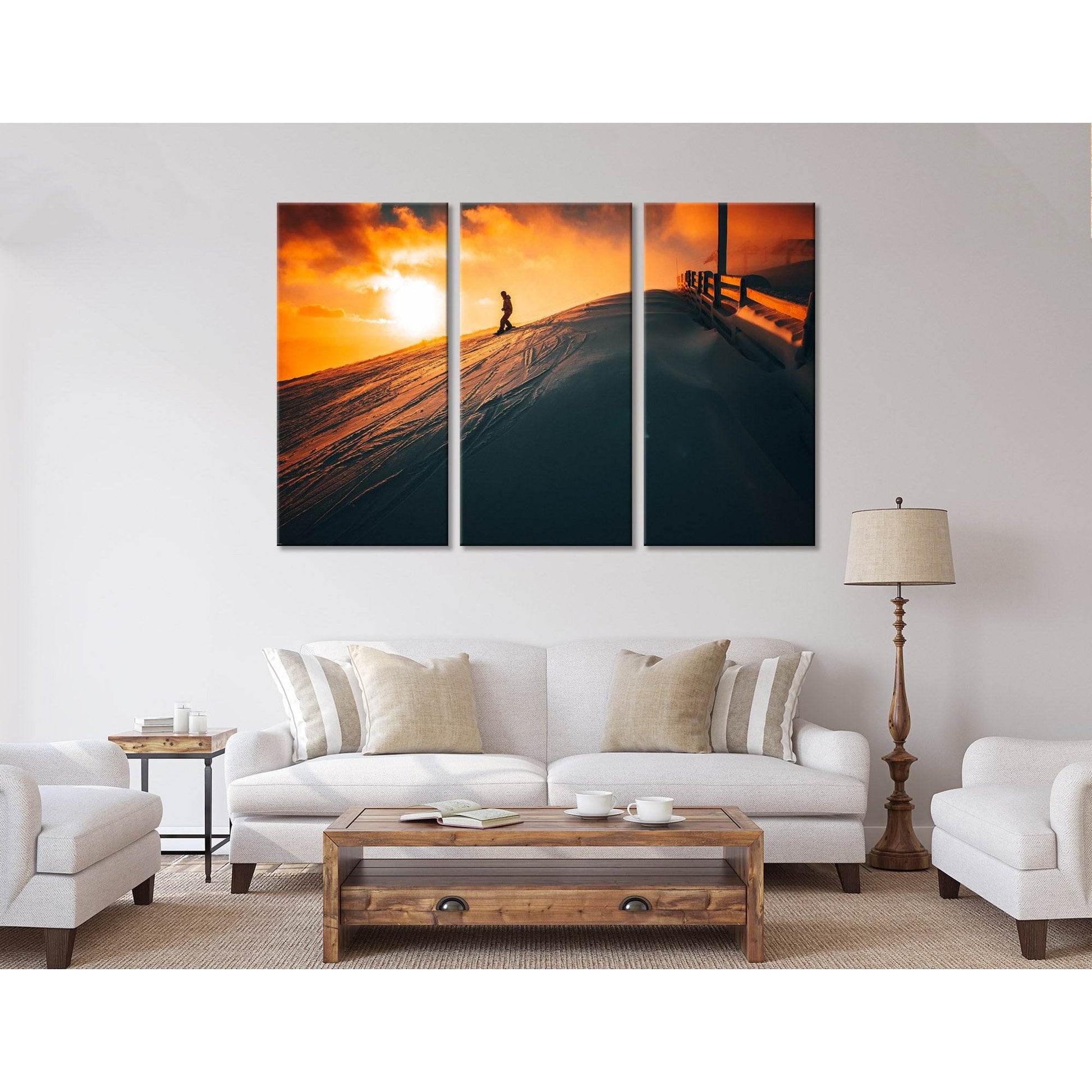Snowboarder On A Snowy Hill During Sunset №04431 Ready to Hang Canvas PrintCanvas art arrives ready to hang, with hanging accessories included and no additional framing required. Every canvas print is hand-crafted, made on-demand at our workshop and exper