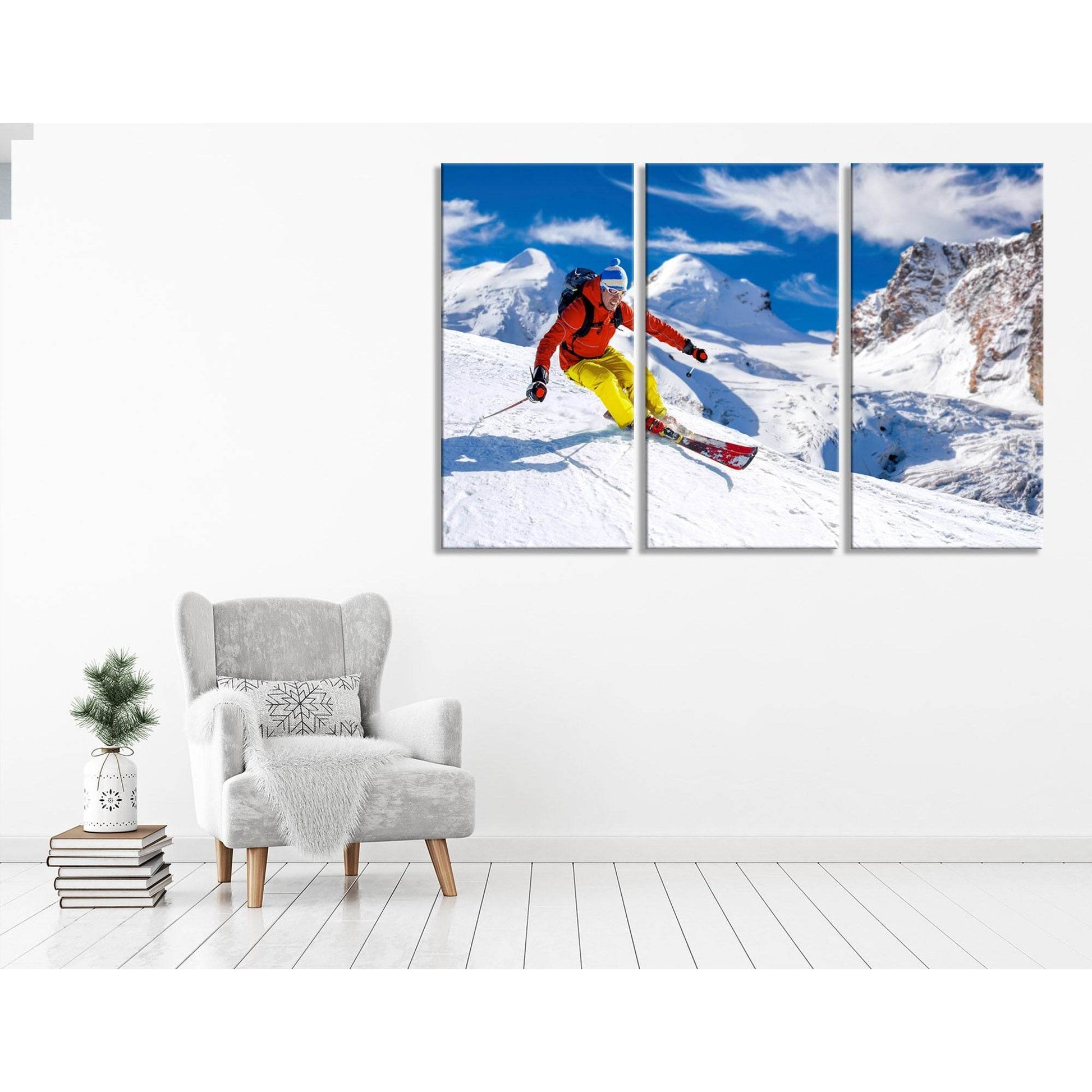 Descent Of The Skier From The Mountain On A Sunny Day №04447 Ready to Hang Canvas PrintCanvas art arrives ready to hang, with hanging accessories included and no additional framing required. Every canvas print is hand-crafted, made on-demand at our worksh