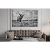 B&W Highland Cow №04125 Ready to Hang Canvas Print