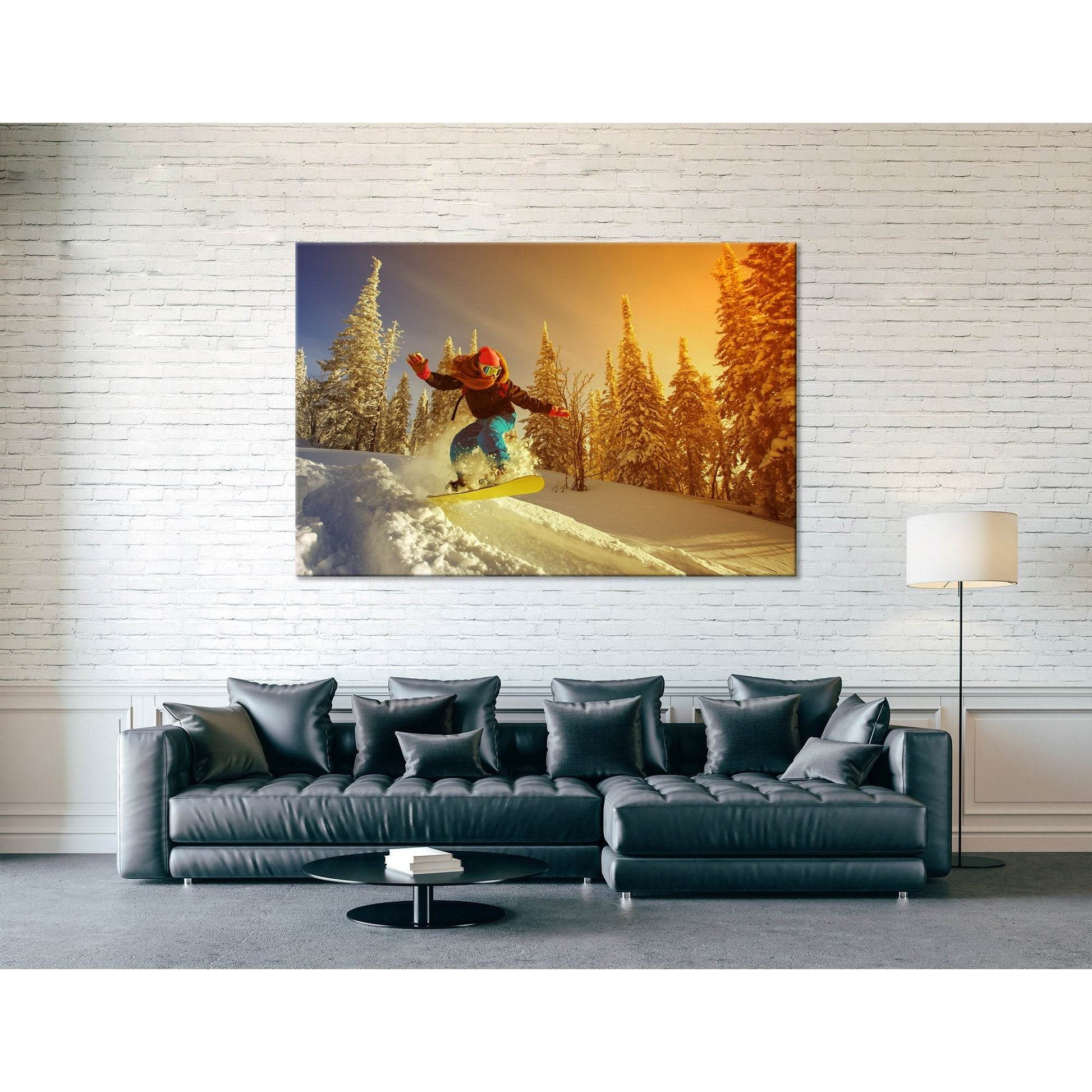 Snowboarder Jump №04451 Ready to Hang Canvas PrintCanvas art arrives ready to hang, with hanging accessories included and no additional framing required. Every canvas print is hand-crafted, made on-demand at our workshop and expertly stretched around 100%