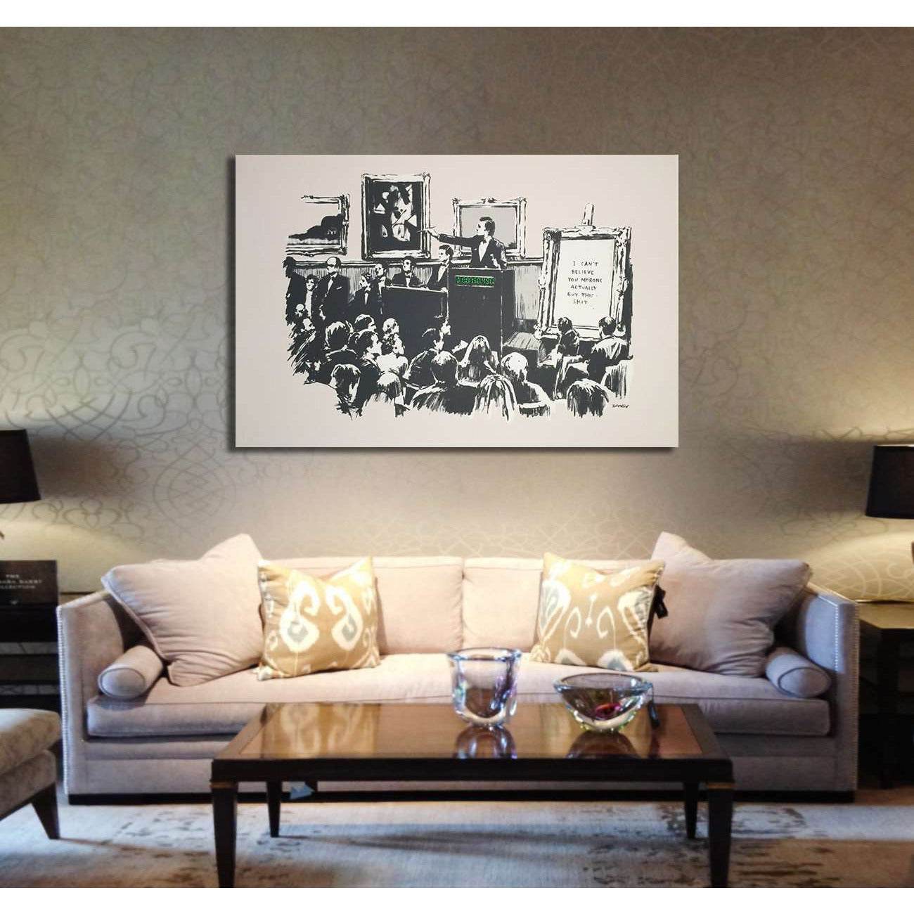 Banksy morons - Canvas printCanvas art arrives ready to hang, with hanging accessories included and no additional framing required. Every canvas print is hand-crafted, made on-demand at our workshop and expertly stretched around 100% North American Pine w