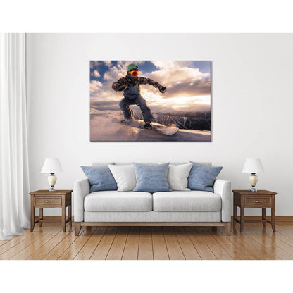 Descent Of The Snowboarder From The Mountain During Sunset №04439 Ready to Hang Canvas PrintCanvas art arrives ready to hang, with hanging accessories included and no additional framing required. Every canvas print is hand-crafted, made on-demand at our w