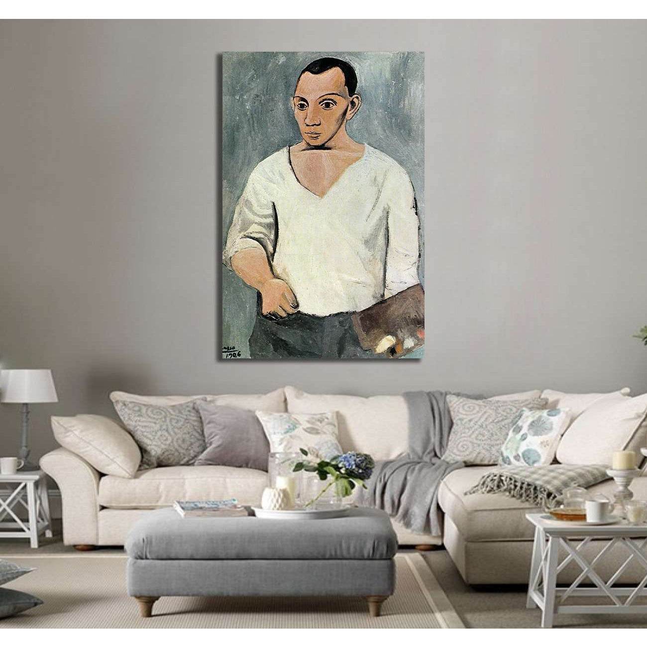 Pablo Picasso, Self-portrait with palette - Canvas printCanvas art arrives ready to hang, with hanging accessories included and no additional framing required. Every canvas print is hand-crafted, made on-demand at our workshop and expertly stretched aroun