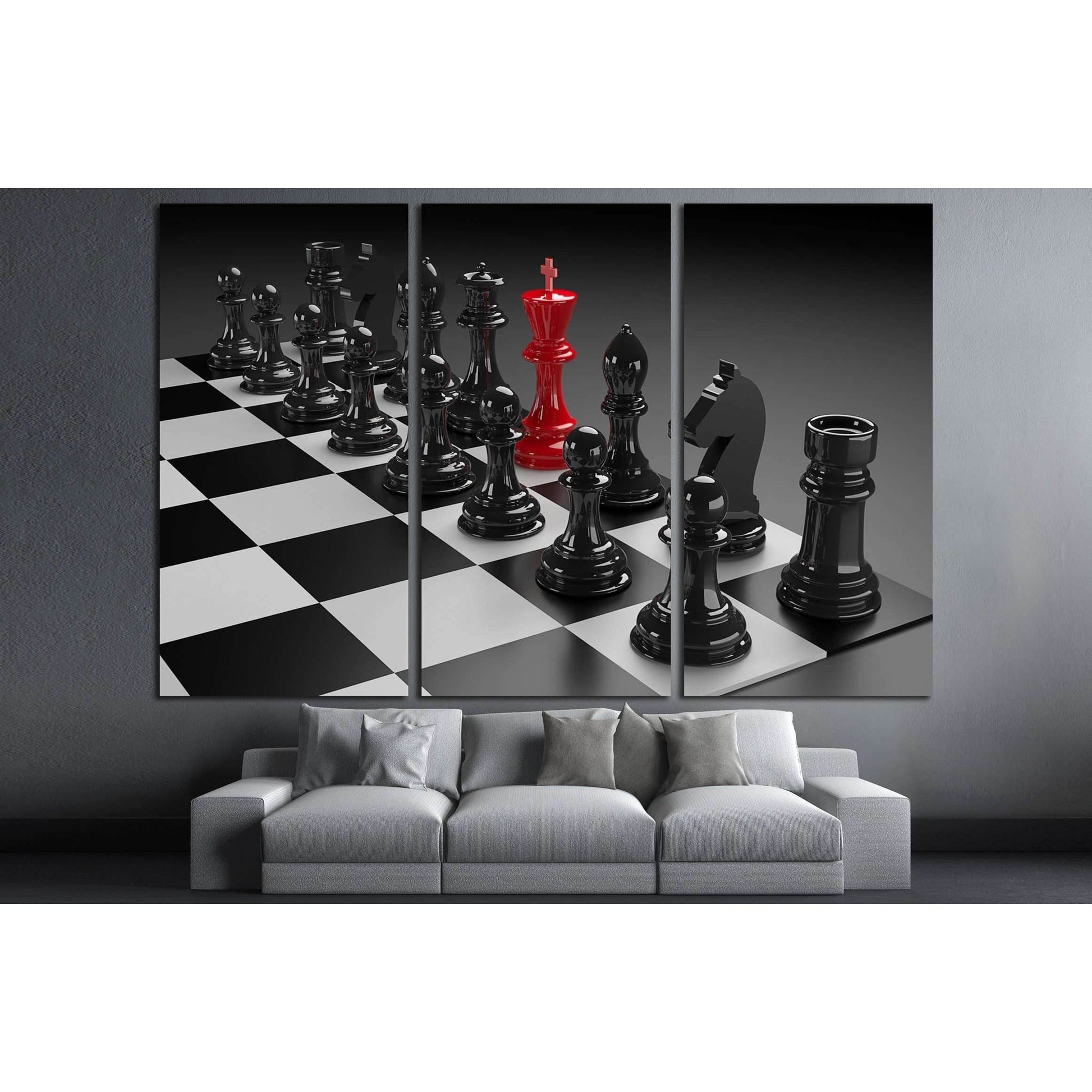 3D illustration of different chess figures and chess scenes №3235 Ready to Hang Canvas Print - Zellart Canvas Prints ALL_Products, s-3235