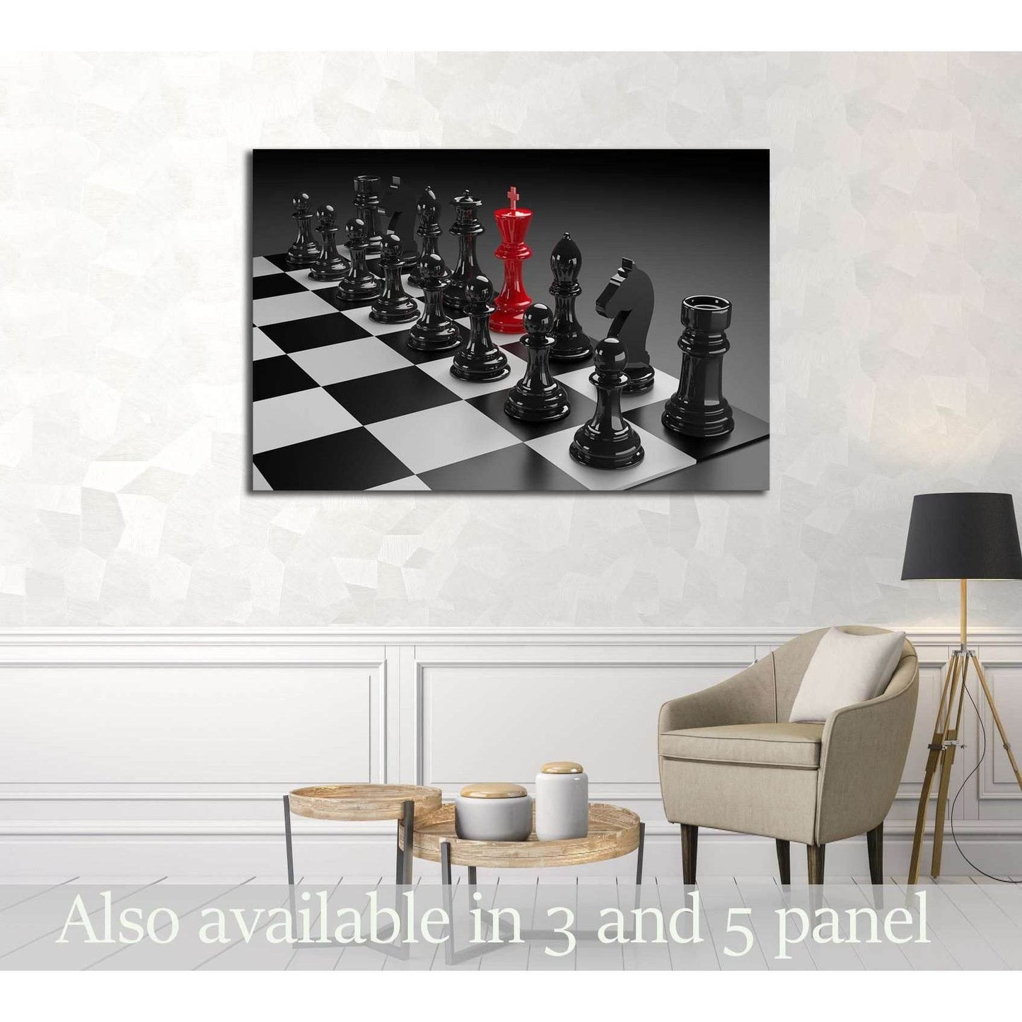 3D illustration of different chess figures and chess scenes №3235 Ready to Hang Canvas Print - Zellart Canvas Prints ALL_Products, s-3235