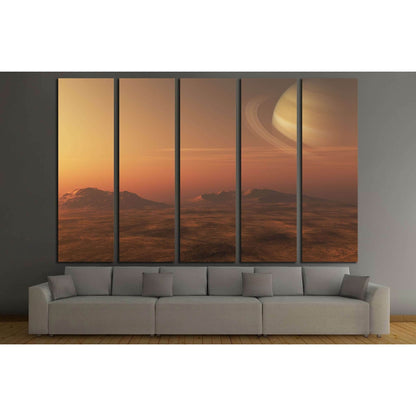 A 3D illustration of a gas giant Planet (Saturn), from a nearby planet or moon №2432 Ready to Hang Canvas Print - Zellart Canvas Prints ALL_Products, s-2432