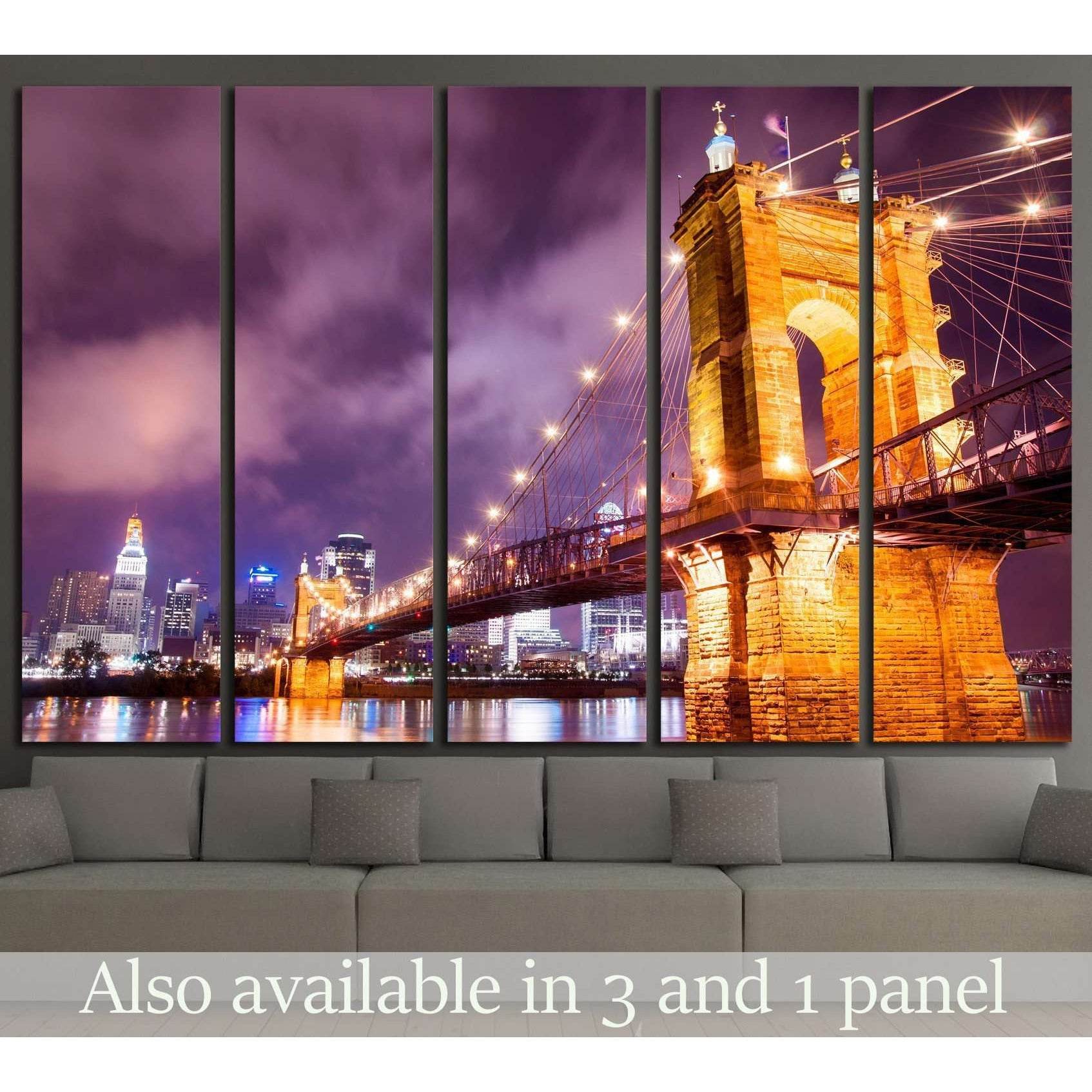 A beautiful aged bridge by the Cincinnati skyline №1673 Ready to Hang Canvas PrintCanvas art arrives ready to hang, with hanging accessories included and no additional framing required. Every canvas print is hand-crafted, made on-demand at our workshop an