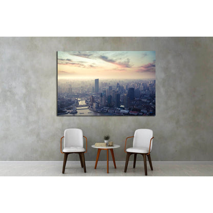 a bird's eye view of shanghai at dusk №2246 Ready to Hang Canvas PrintCanvas art arrives ready to hang, with hanging accessories included and no additional framing required. Every canvas print is hand-crafted, made on-demand at our workshop and expertly s