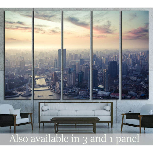 a bird's eye view of shanghai at dusk №2246 Ready to Hang Canvas PrintCanvas art arrives ready to hang, with hanging accessories included and no additional framing required. Every canvas print is hand-crafted, made on-demand at our workshop and expertly s