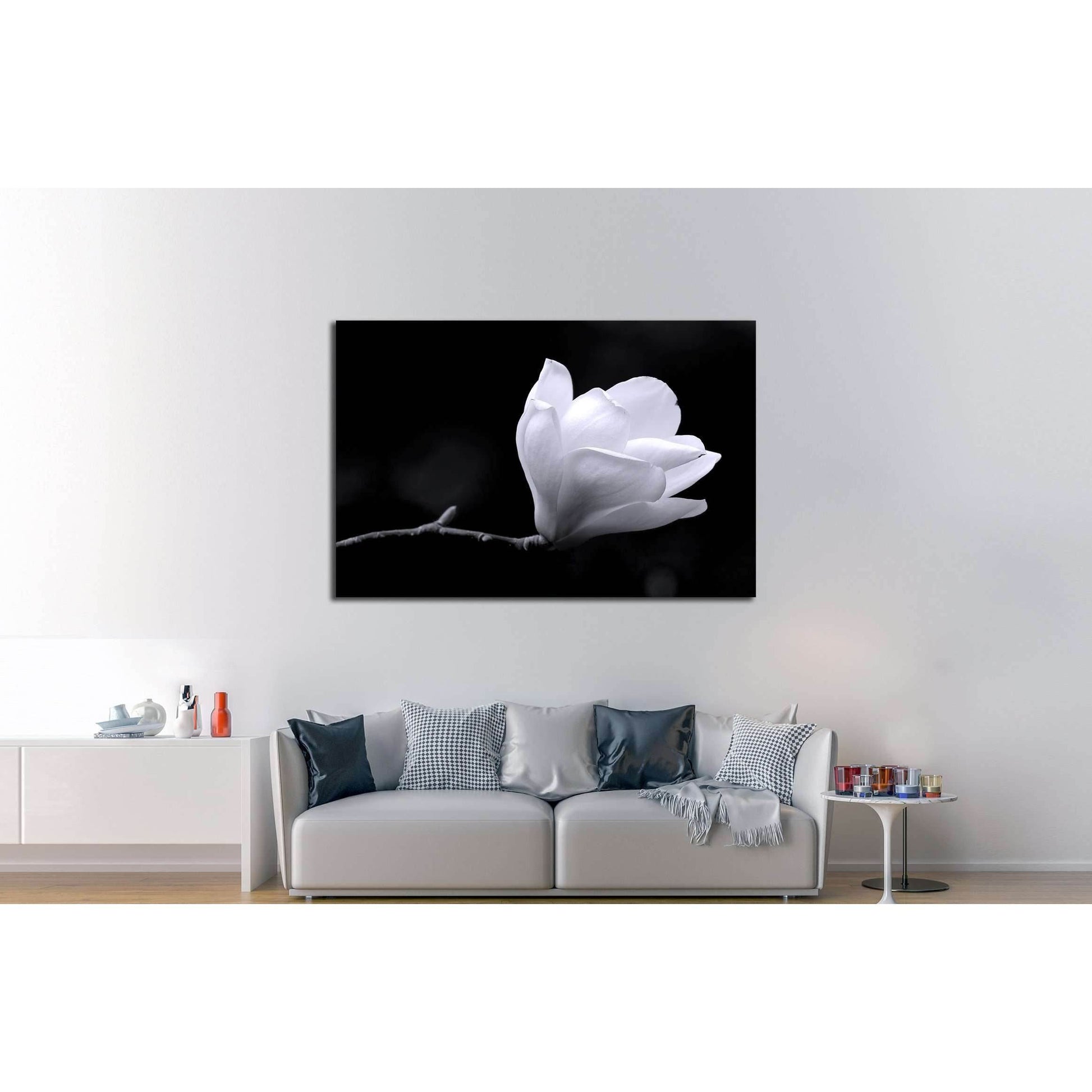 A black and white fine art portrait of the flower from a magnolia tree. №2747 Ready to Hang Canvas PrintCanvas art arrives ready to hang, with hanging accessories included and no additional framing required. Every canvas print is hand-crafted, made on-dem