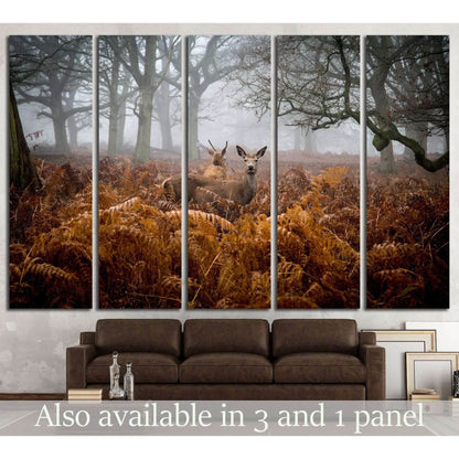 A Deer in the fog, Richmond Park, London №2379 Ready to Hang Canvas Print - Zellart Canvas Prints ALL_Products, s-2379
