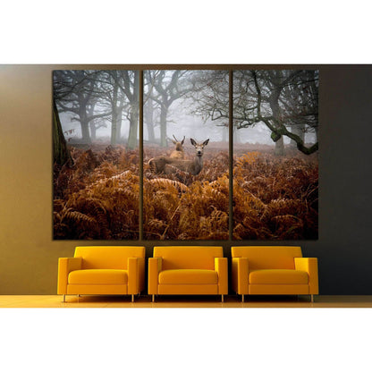 A Deer in the fog, Richmond Park, London №2379 Ready to Hang Canvas Print - Zellart Canvas Prints ALL_Products, s-2379