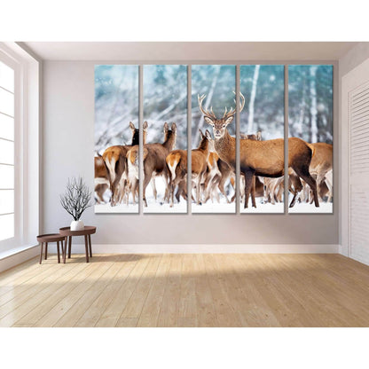 A noble deer in the herd №04138 Ready to Hang Canvas Print - Zellart Canvas Prints ALL_Products