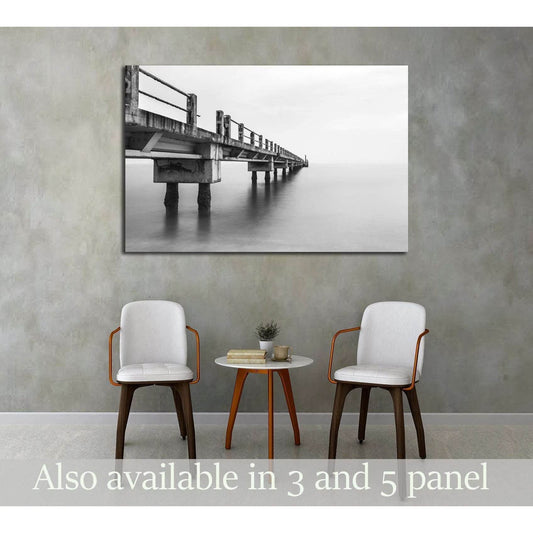 Abandoned Jetty, Long Exposure Black And White №3173 Ready to Hang Canvas Print - Zellart Canvas Prints ALL_Products, s-3173