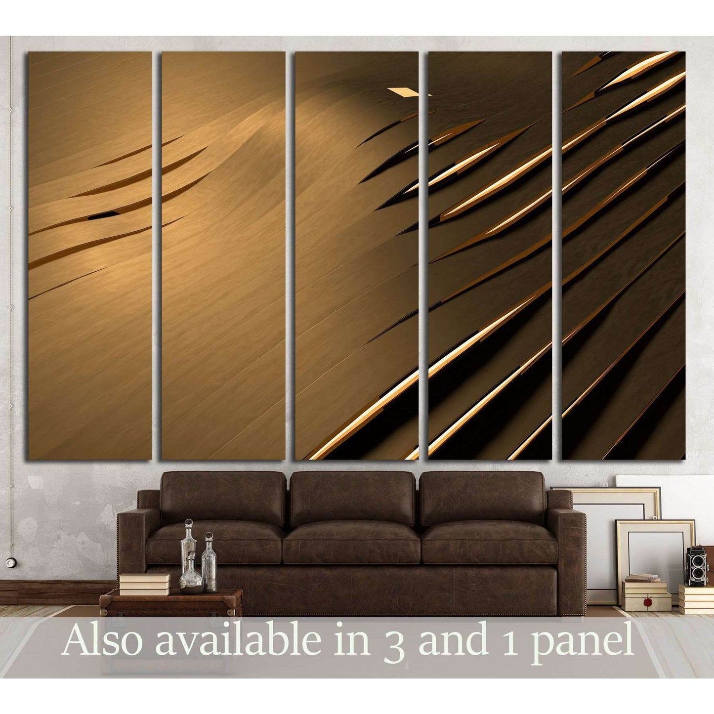 Abstract 3D background with golden wavy stripes №2885 Ready to Hang Canvas PrintCanvas art arrives ready to hang, with hanging accessories included and no additional framing required. Every canvas print is hand-crafted, made on-demand at our workshop and