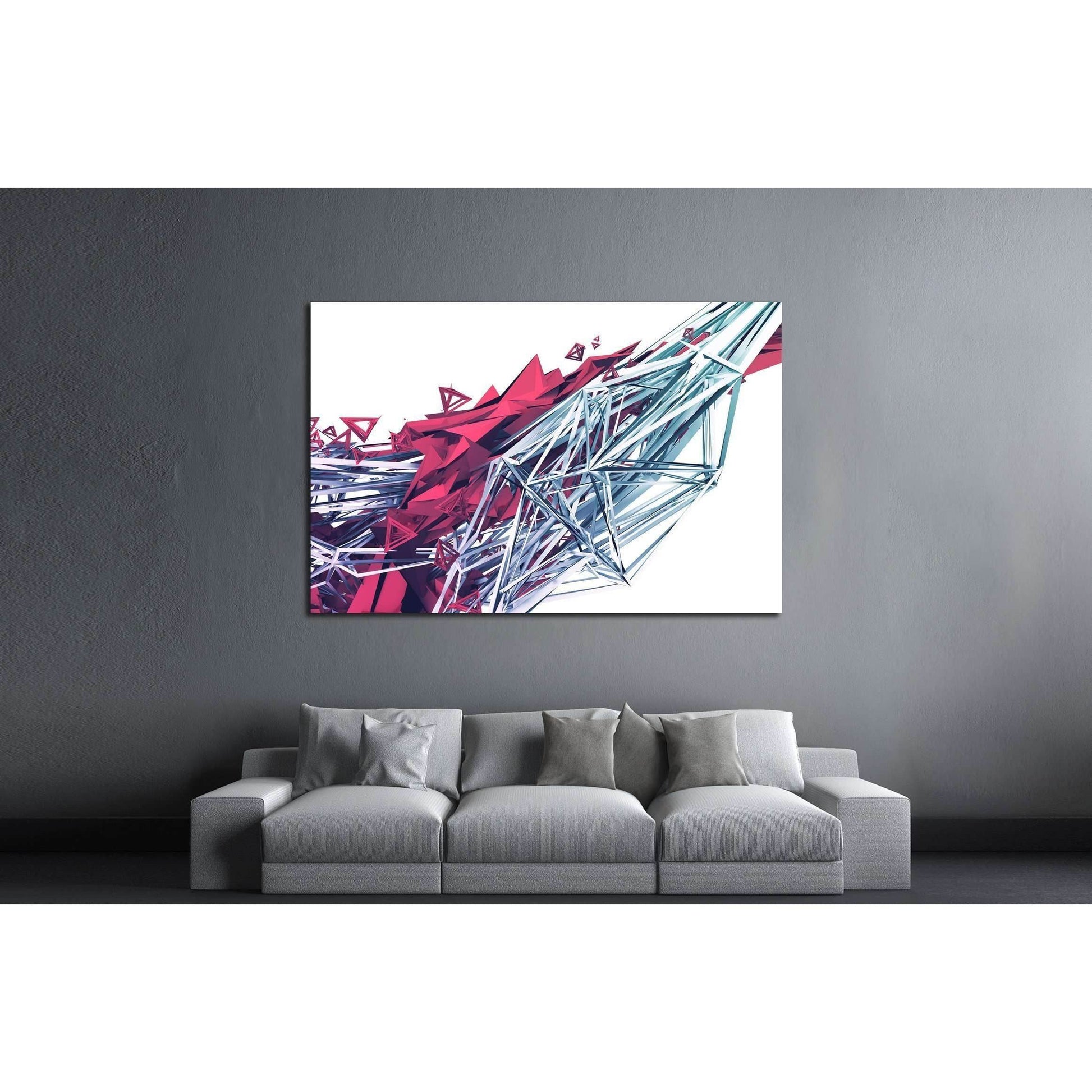 Abstract 3d rendering of chaotic plexus surface. №2559 Ready to Hang Canvas Print - Zellart Canvas Prints ALL_Products, s-2559