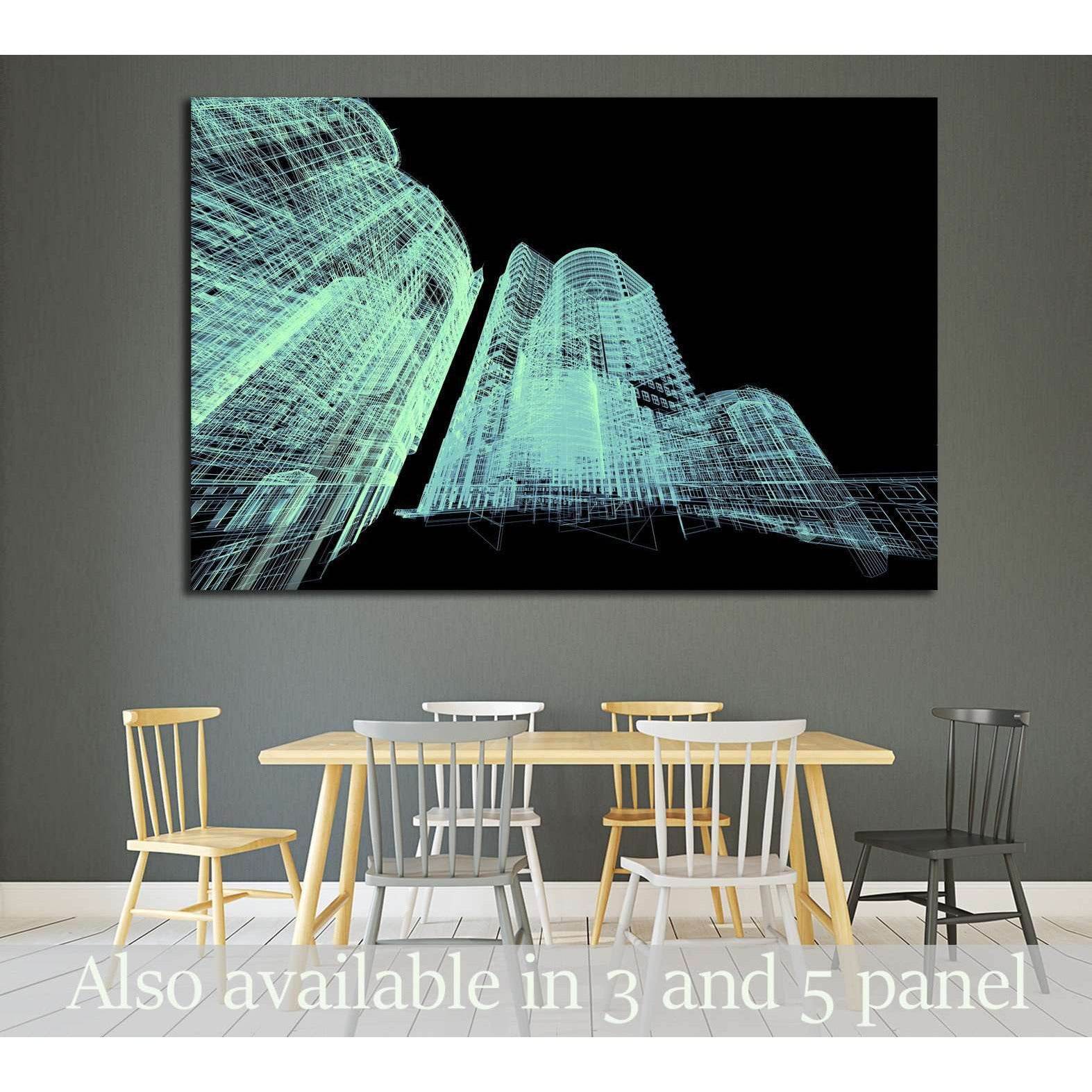 Abstract architecture 3D illustration №1579 - canvas print wall art by Zellart