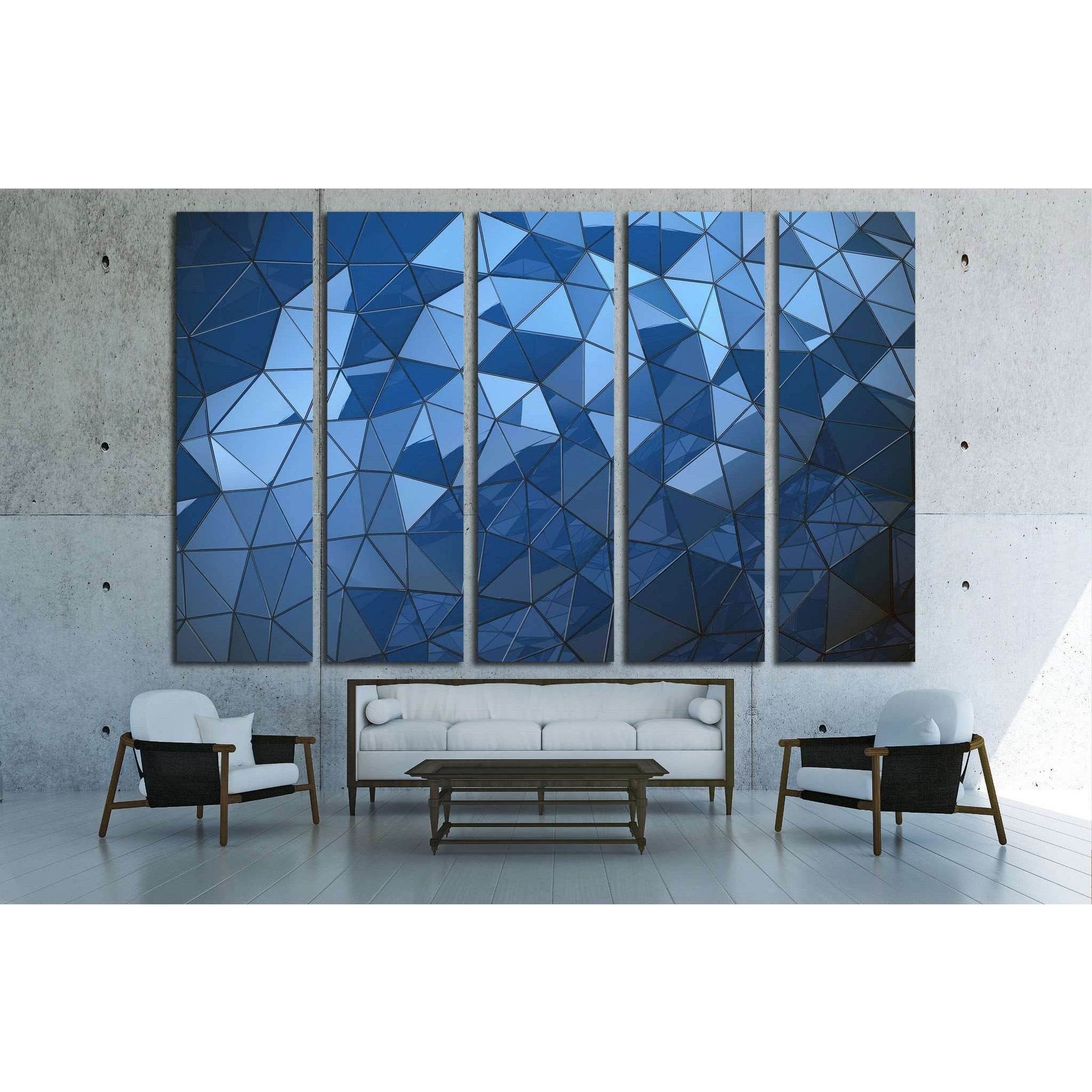 Abstract Blue polygon background №1607 Ready to Hang Canvas Print - Zellart Canvas Prints ALL_Products, s-1607