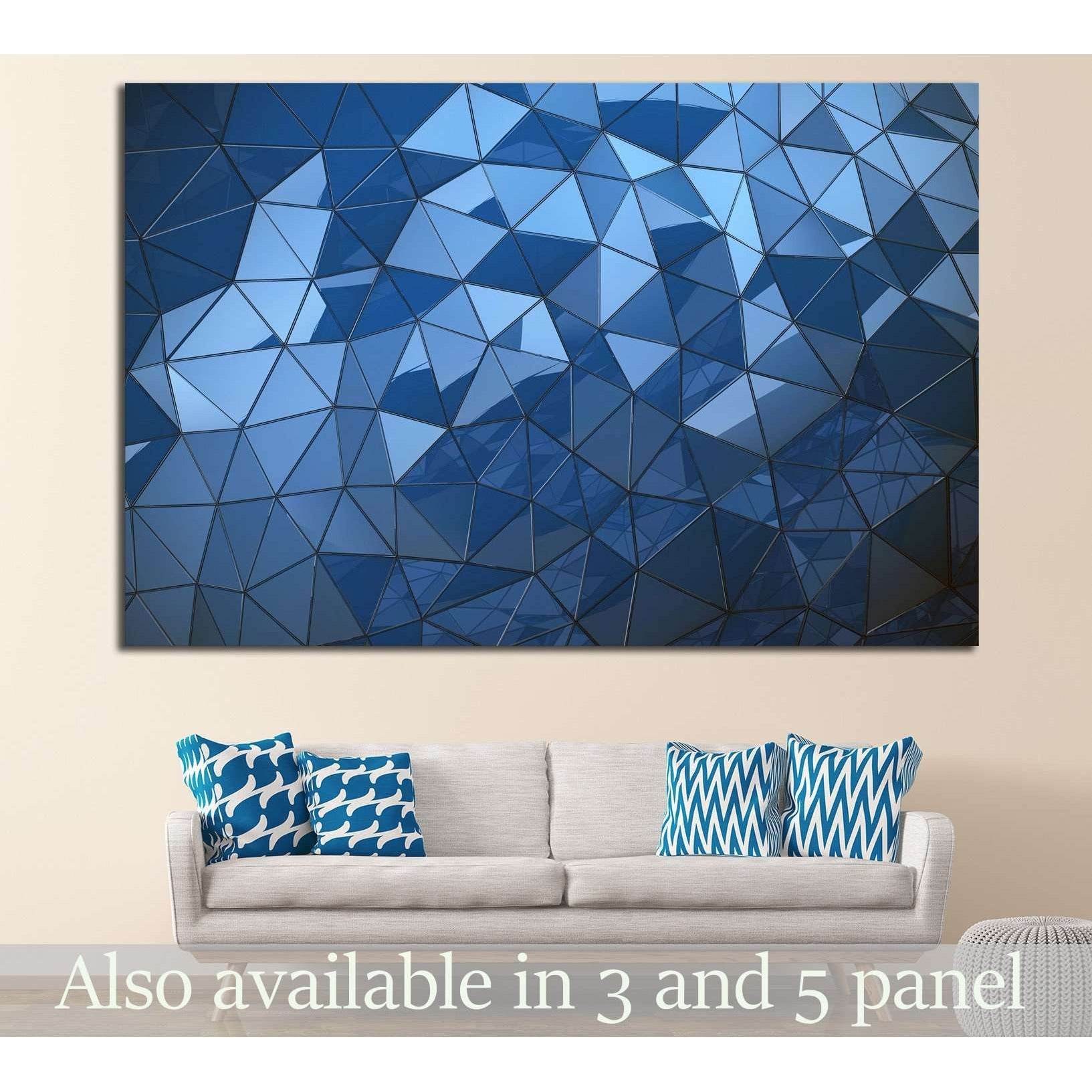Abstract Blue polygon background №1607 - canvas print wall art by Zellart