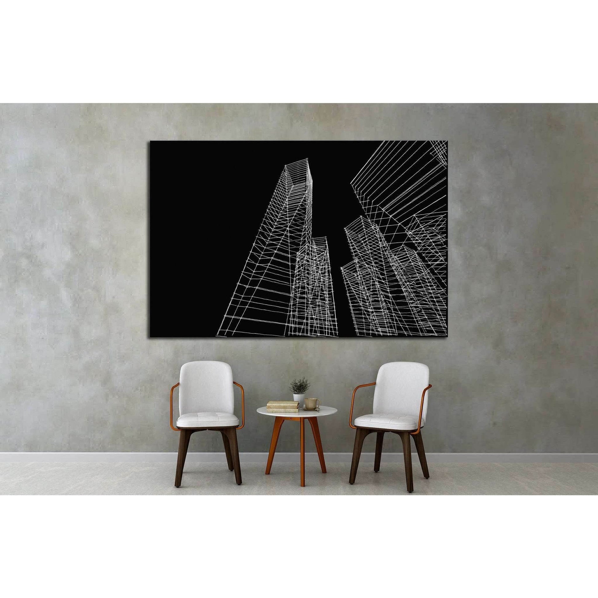 abstract city buildings sketch №1580 Ready to Hang Canvas Print - Zellart Canvas Prints ALL_Products, s-1580