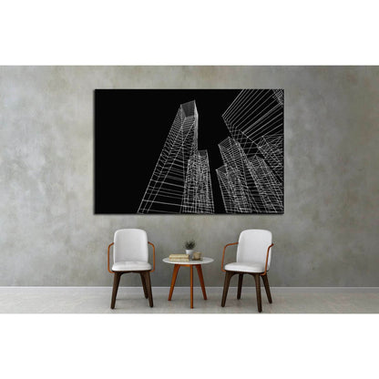 abstract city buildings sketch №1580 Ready to Hang Canvas Print - Zellart Canvas Prints ALL_Products, s-1580