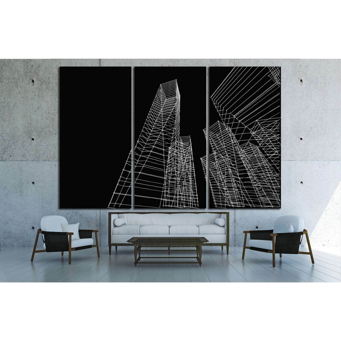 abstract city buildings sketch №1580 Ready to Hang Canvas Print - Zellart Canvas Prints ALL_Products, s-1580