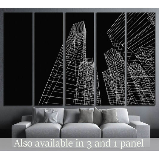 abstract city buildings sketch №1580 Ready to Hang Canvas Print - Zellart Canvas Prints ALL_Products, s-1580