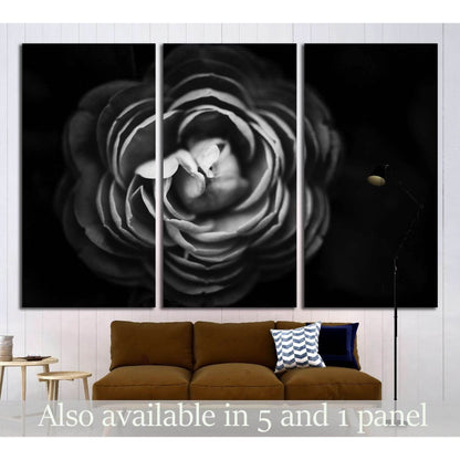 Abstract flowers black and white background №1589 Ready to Hang Canvas Print - Zellart Canvas Prints ALL_Products, s-1589