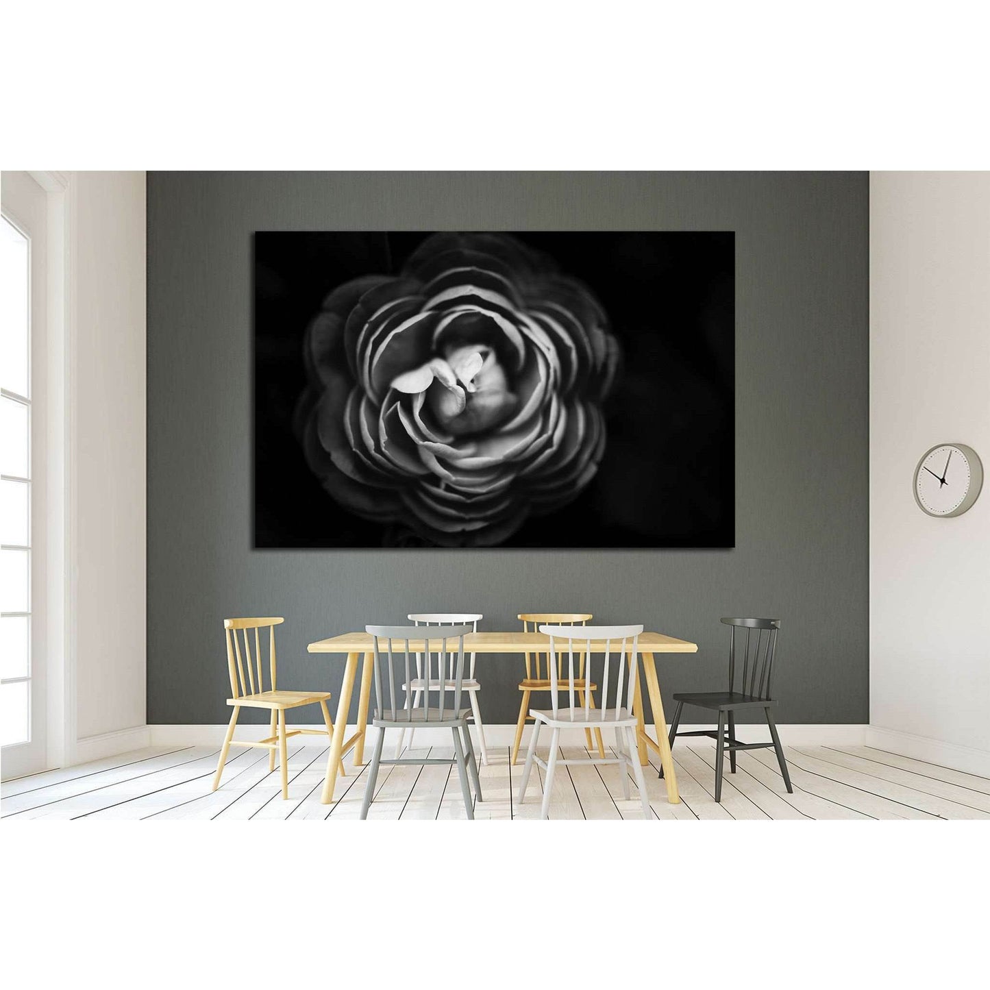 Abstract flowers black and white background №1589 Ready to Hang Canvas Print - Zellart Canvas Prints ALL_Products, s-1589