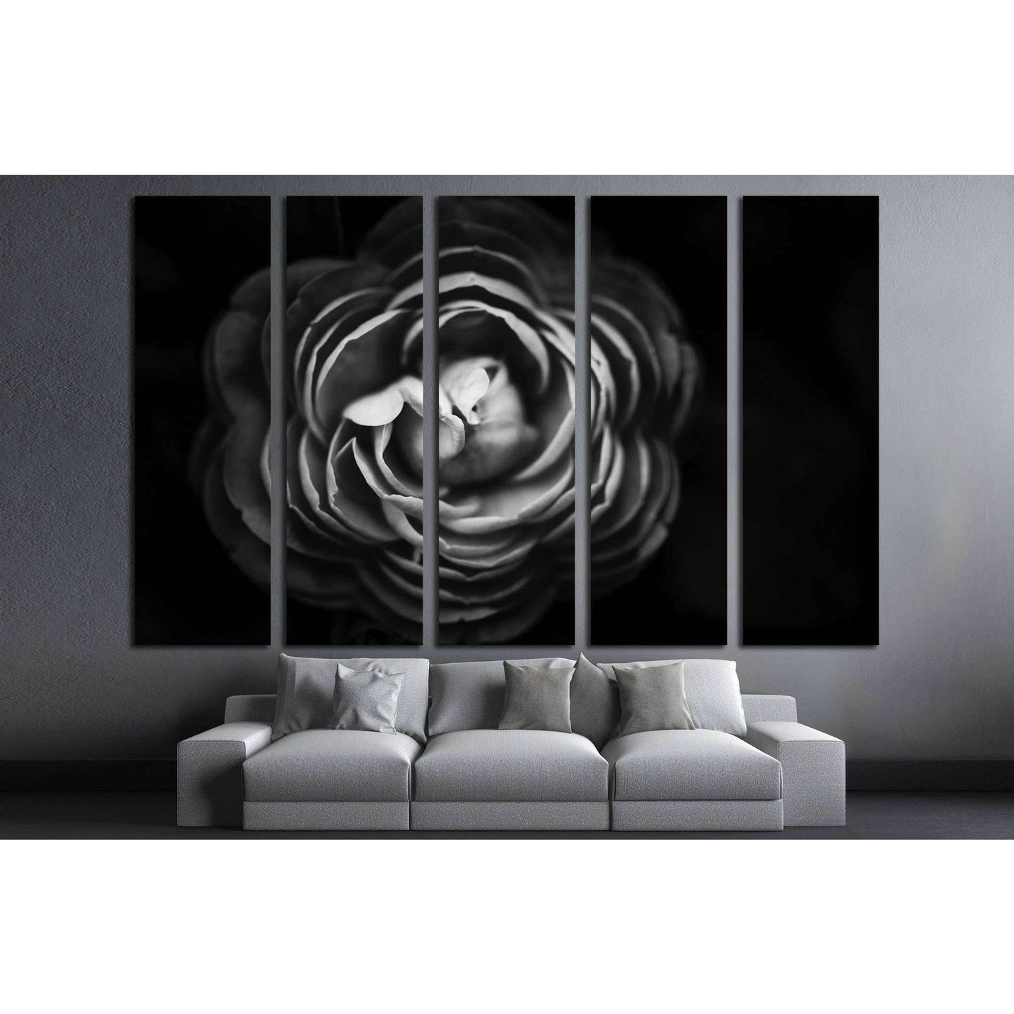 Abstract flowers black and white background №1589 Ready to Hang Canvas Print - Zellart Canvas Prints ALL_Products, s-1589