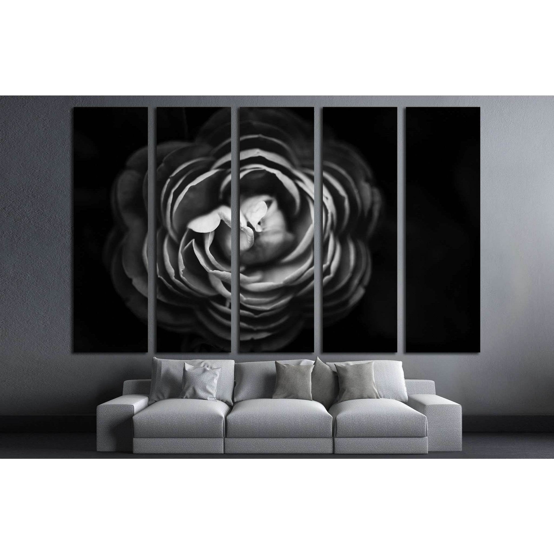 Abstract flowers black and white background №1589 Ready to Hang Canvas Print - Zellart Canvas Prints ALL_Products, s-1589