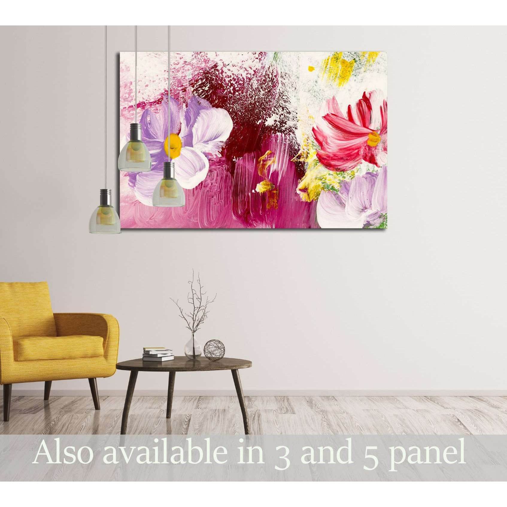 Abstract flowers, close-up fragment of acrylic painting on canvas №3018 Ready to Hang Canvas PrintCanvas art arrives ready to hang, with hanging accessories included and no additional framing required. Every canvas print is hand-crafted, made on-demand at