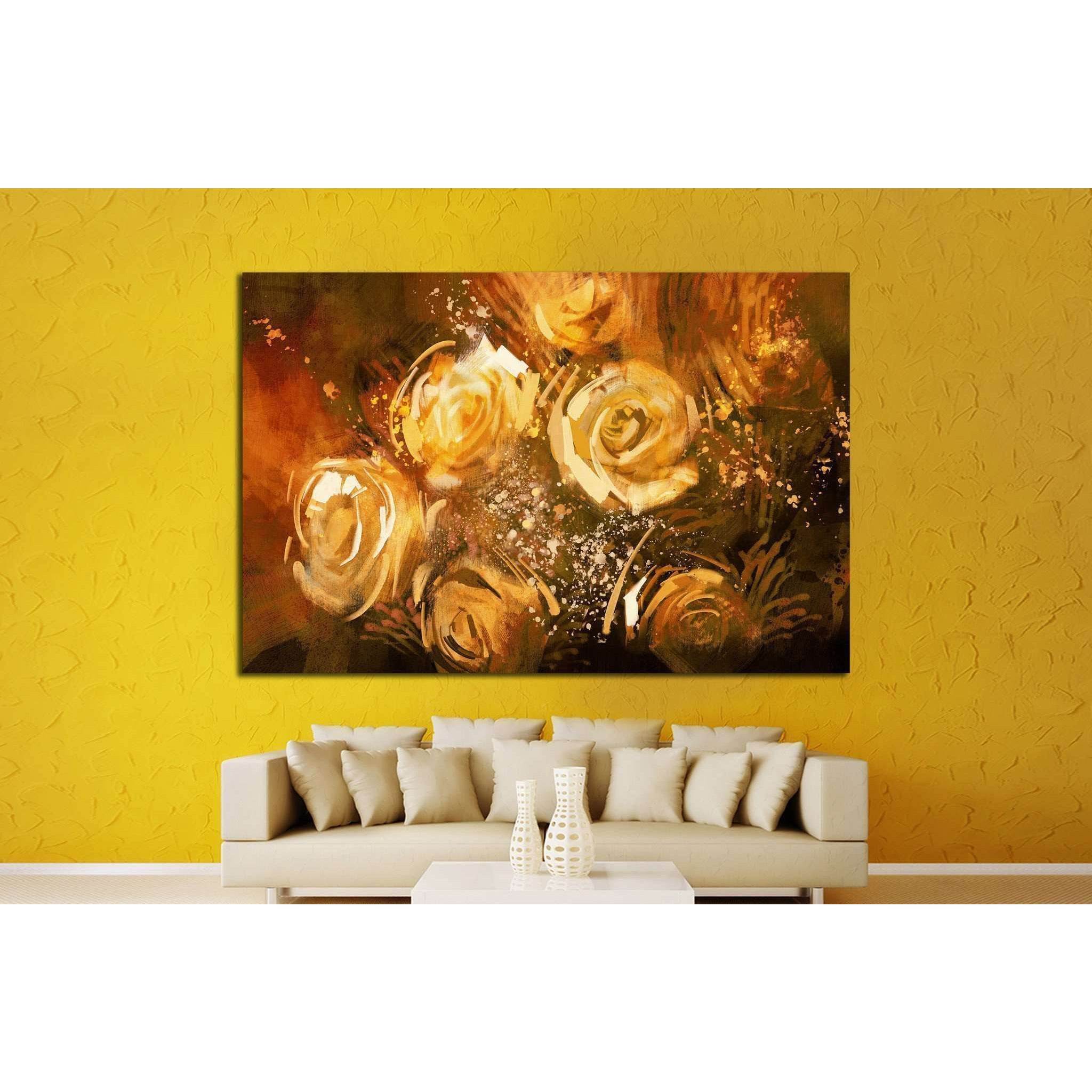 abstract flowers vintage style №1345 - canvas print wall art by Zellart