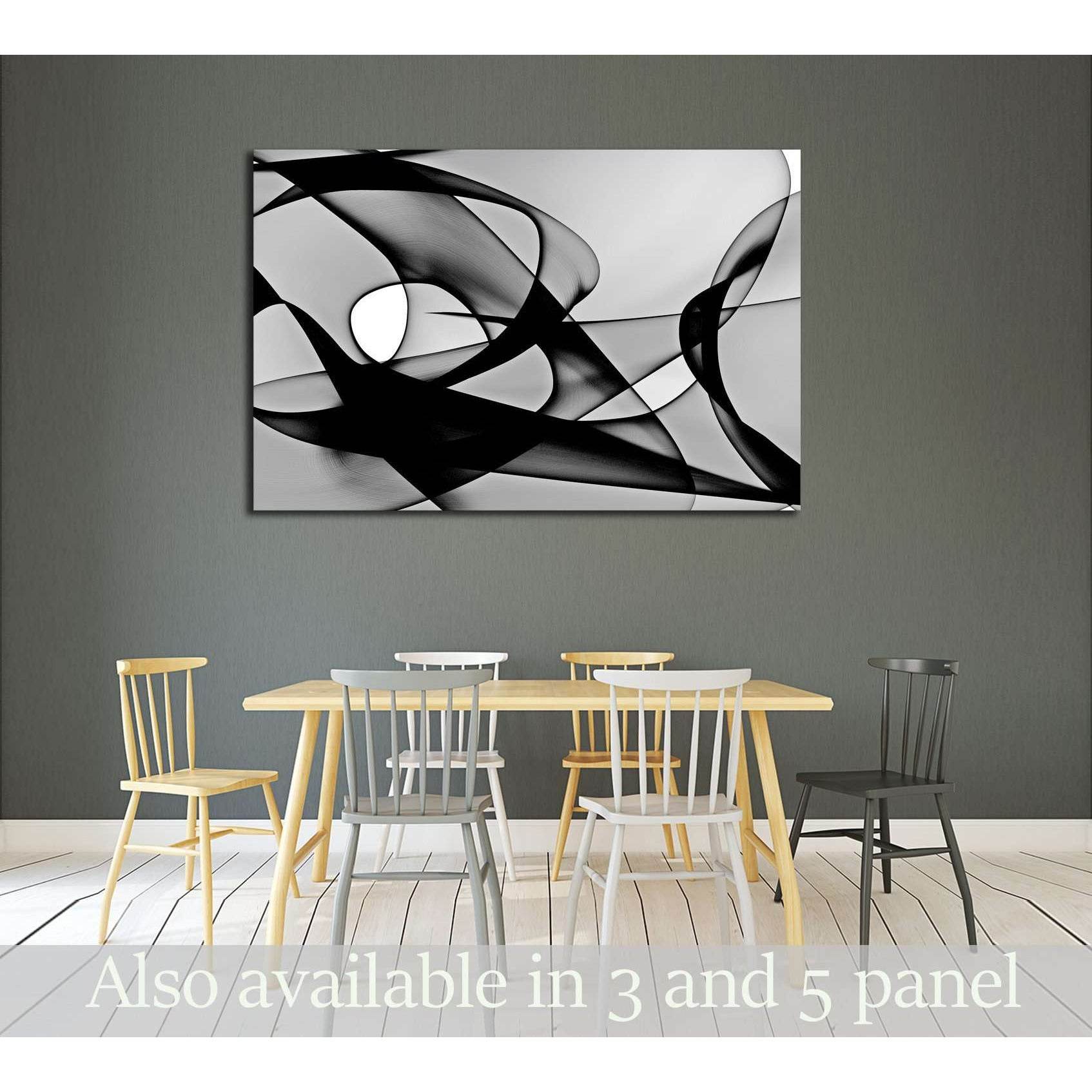 Abstract Black & White Canvas Art for Living Room - Zellart