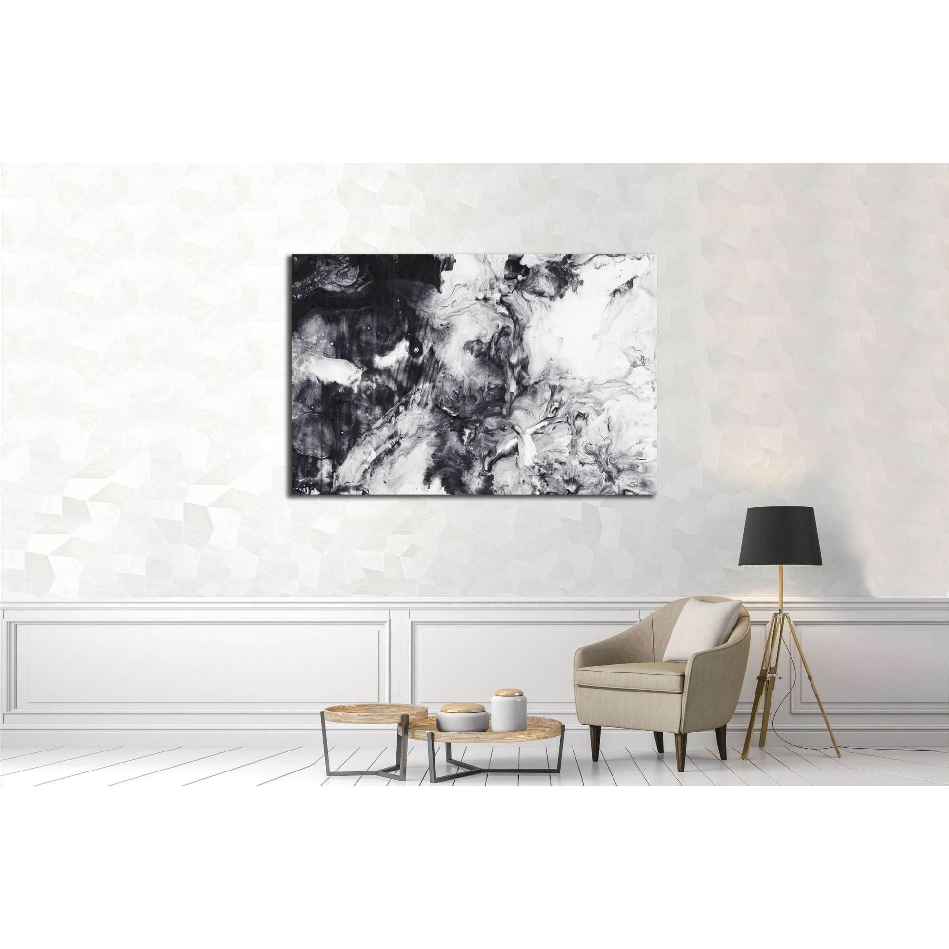 Abstract hand painted black and white background, acrylic painting on canvas, wallpaper, texture №2565 Ready to Hang Canvas PrintCanvas art arrives ready to hang, with hanging accessories included and no additional framing required. Every canvas print is