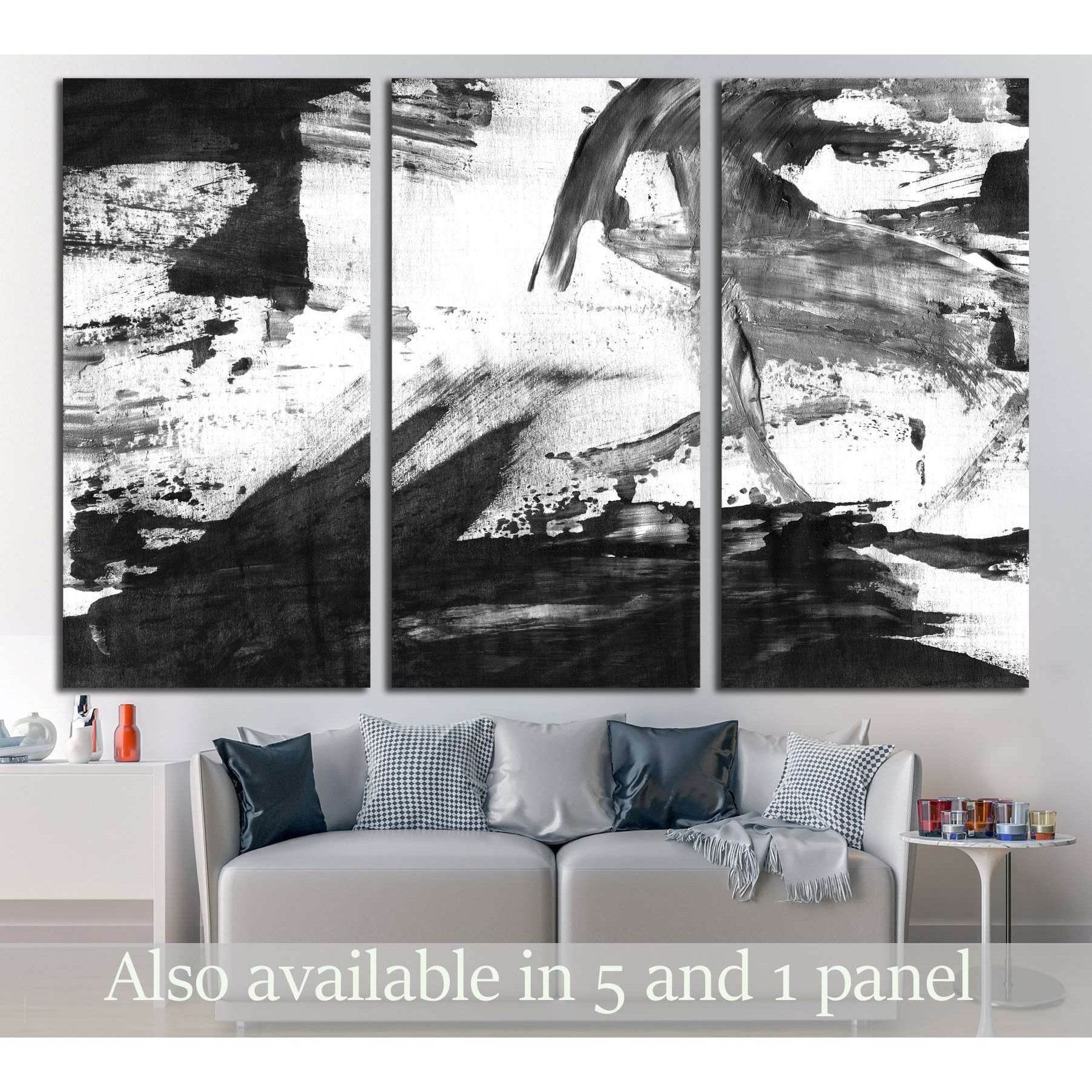 Abstract ink background. Marble style. Black and white paint stroke texture №3016 Ready to Hang Canvas PrintCanvas art arrives ready to hang, with hanging accessories included and no additional framing required. Every canvas print is hand-crafted, made on