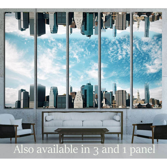 Abstract upside down cityscape on sky background. Wallpaperbackdrop with copy space №2970 Ready to Hang Canvas Print - Zellart Canvas Prints ALL_Products, s-2970