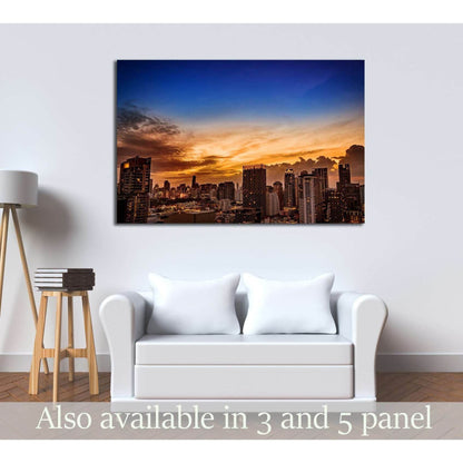 abstract urban skyline cityscape on twilight time №2720 Ready to Hang Canvas Print - Zellart Canvas Prints ALL_Products, s-2720