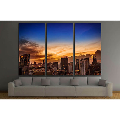 abstract urban skyline cityscape on twilight time №2720 Ready to Hang Canvas Print - Zellart Canvas Prints ALL_Products, s-2720