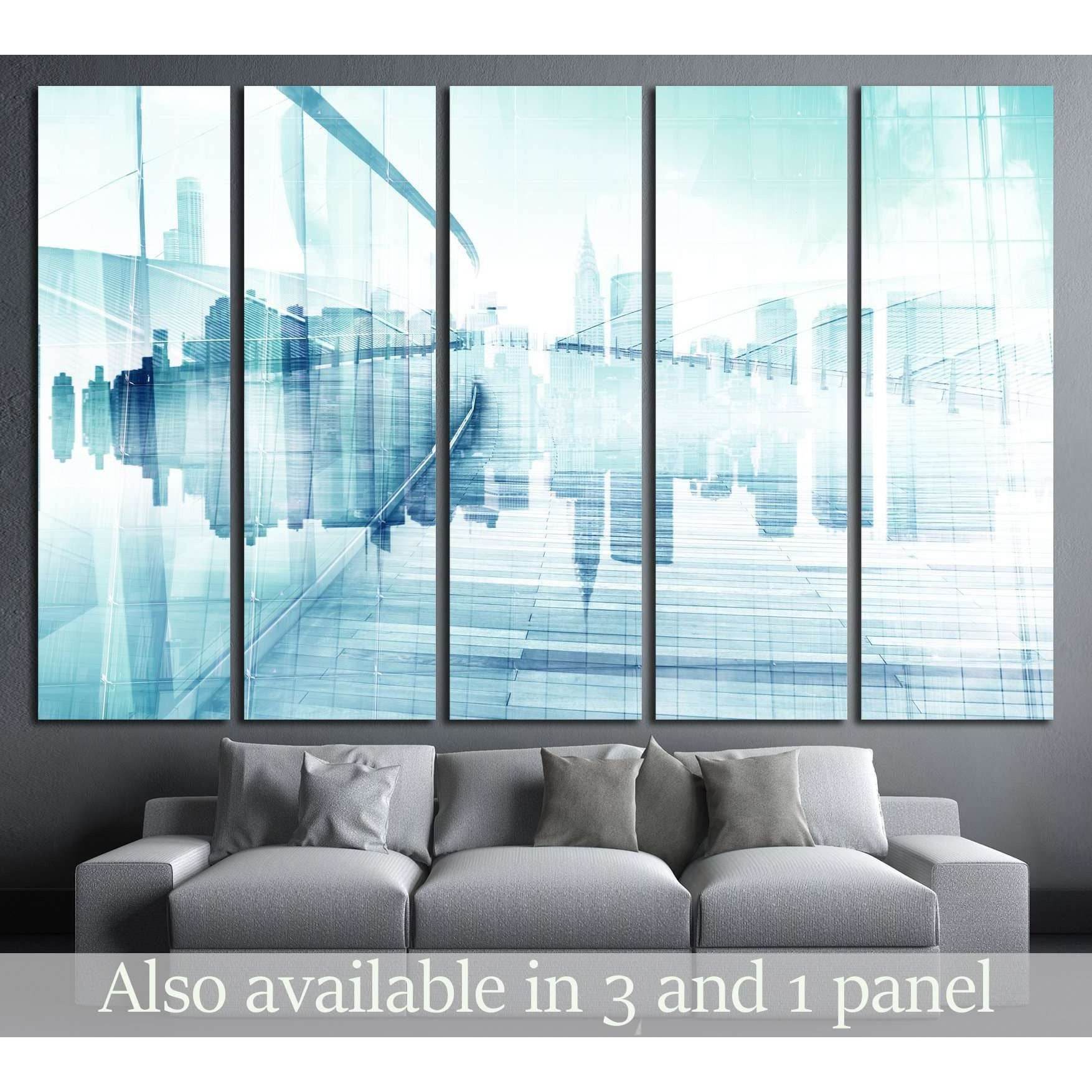 Abstract View of Urban Scene and Skyscrapers №2545 Ready to Hang Canvas Print - Zellart Canvas Prints ALL_Products, s-2545
